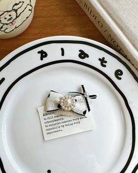 Polka Pearl Bow Pet Hairclip