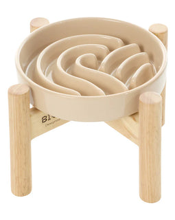Slow Feeder Dog Bowls with Wood Stand