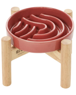Slow Feeder Dog Bowls with Wood Stand